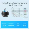 SunSun CTF-5000 SuperECO Teichpumpe 5000 l/h / 30 W, energiesparende Filterpumpe, Bachlaufpumpe für Koiteiche, Umwälzpumpe, Gartenteichpumpe