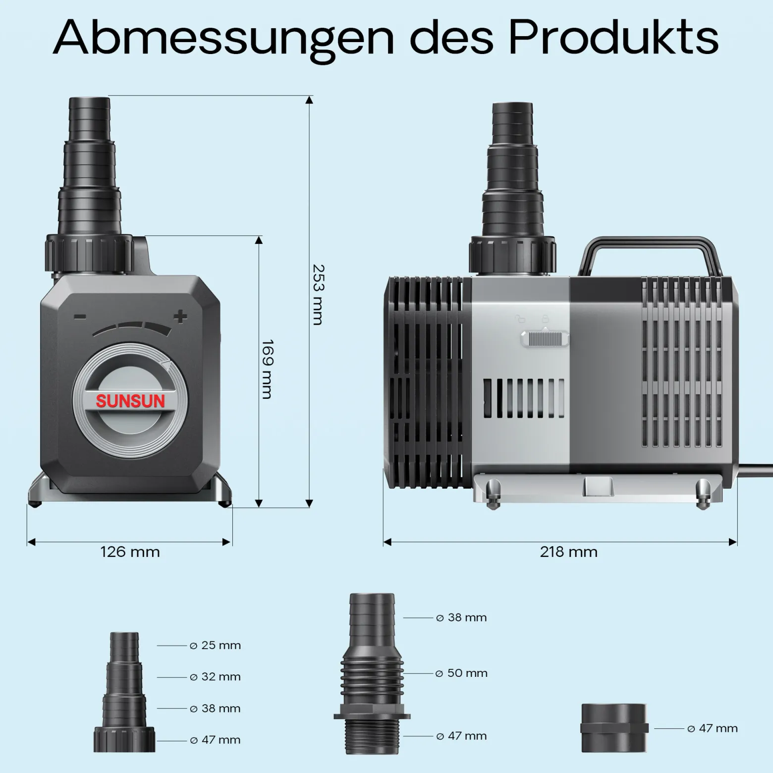 SunSun CTP-10000 SuperECO Teichpumpe 10.000 l/h / 80 W, energiesparende Filterpumpe, Bachlaufpumpe für Koiteiche, Umwälzpumpe, Gartenteichpumpe