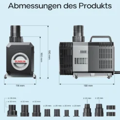SunSun CTP-8000 SuperECO Teichpumpe 8000 l/h / 70 W, energiesparende Filterpumpe, Bachlaufpumpe für Koiteiche, Umwälzpumpe, Gartenteichpumpe
