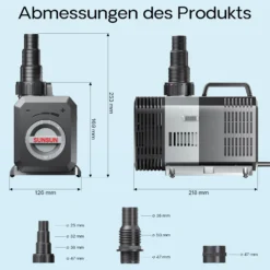 SunSun CTP-12000 SuperECO Teichpumpe 12.000 l/h / 100 W, energiesparende Filterpumpe, Bachlaufpumpe für Koiteiche, Umwälzpumpe, Gartenteichpumpe