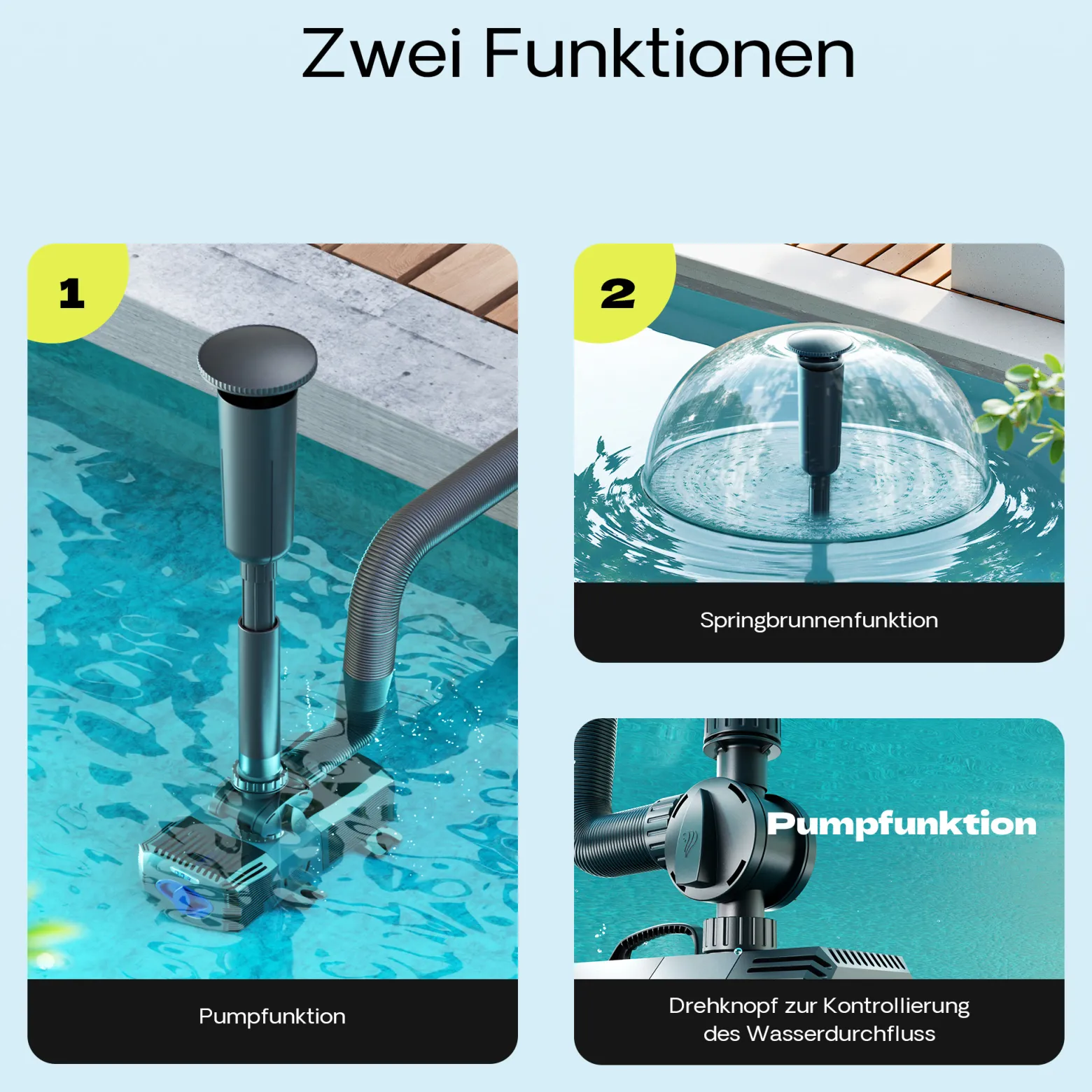 SunSun CTP-2803 SuperECO Teichpumpe 3000 l/h 10 W, 2 m Förderhöhe, als Springbrunnenpumpe Filterpumpe Skimmerpumpe regelbar höhenverstellbar