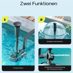 SunSun CTP-8003 SuperECO Teichpumpe 8000 l/h 70 W, 5,6 m Förderhöhe, als Springbrunnenpumpe Filterpumpe Skimmerpumpe regelbar höhenverstellbar