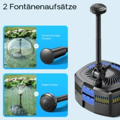 SunSun CUF-4800 Springbrunnenpumpe 4500 l/h / 45 W / 4 m Förderhöhe mit eingebautem 11 W UVC-Teichklärer, energiesparende Teichpumpe, Pumpe mit Fontäne, Wasserpumpe