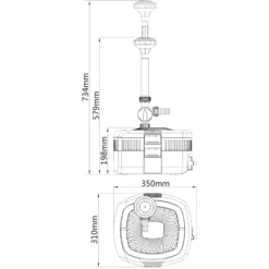 SunSun CUF-2800 Springbrunnenpumpe 3000 l/h / 30 W / 2 m Förderhöhe mit eingebautem 11 W UVC-Teichklärer, energiesparende Teichpumpe, Pumpe mit Fontäne, Wasserpumpe