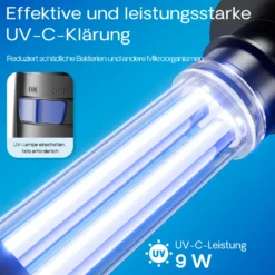 SunSun CUP-809 Aquarium Innenfilter 700 l/h 4in1 Filter mit Pumpe für Aquarium, UVC Klärer und Sauerstoffschlauch, mit Filterschwamm und Bioballs