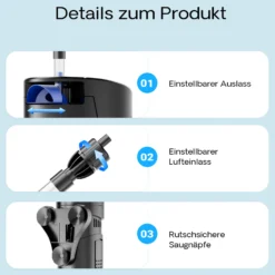 SunSun CUP-807 Aquarium Innenfilter 700 l/h 4in1 Filter mit Pumpe für Aquarium, UVC Klärer und Sauerstoffschlauch, mit Filterschwamm und Bioballs