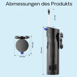SunSun CUP-807 Aquarium Innenfilter 700 l/h 4in1 Filter mit Pumpe für Aquarium, UVC Klärer und Sauerstoffschlauch, mit Filterschwamm und Bioballs