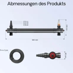 SunSun CUV-172 Teichklärer 6000 l/h / 72 W UVC, Vorklärgerät für Teichfilter & Teichpumpe, Wasserklärer mit UV-Lampe, Lichtfilter zur Algenbekämpfung