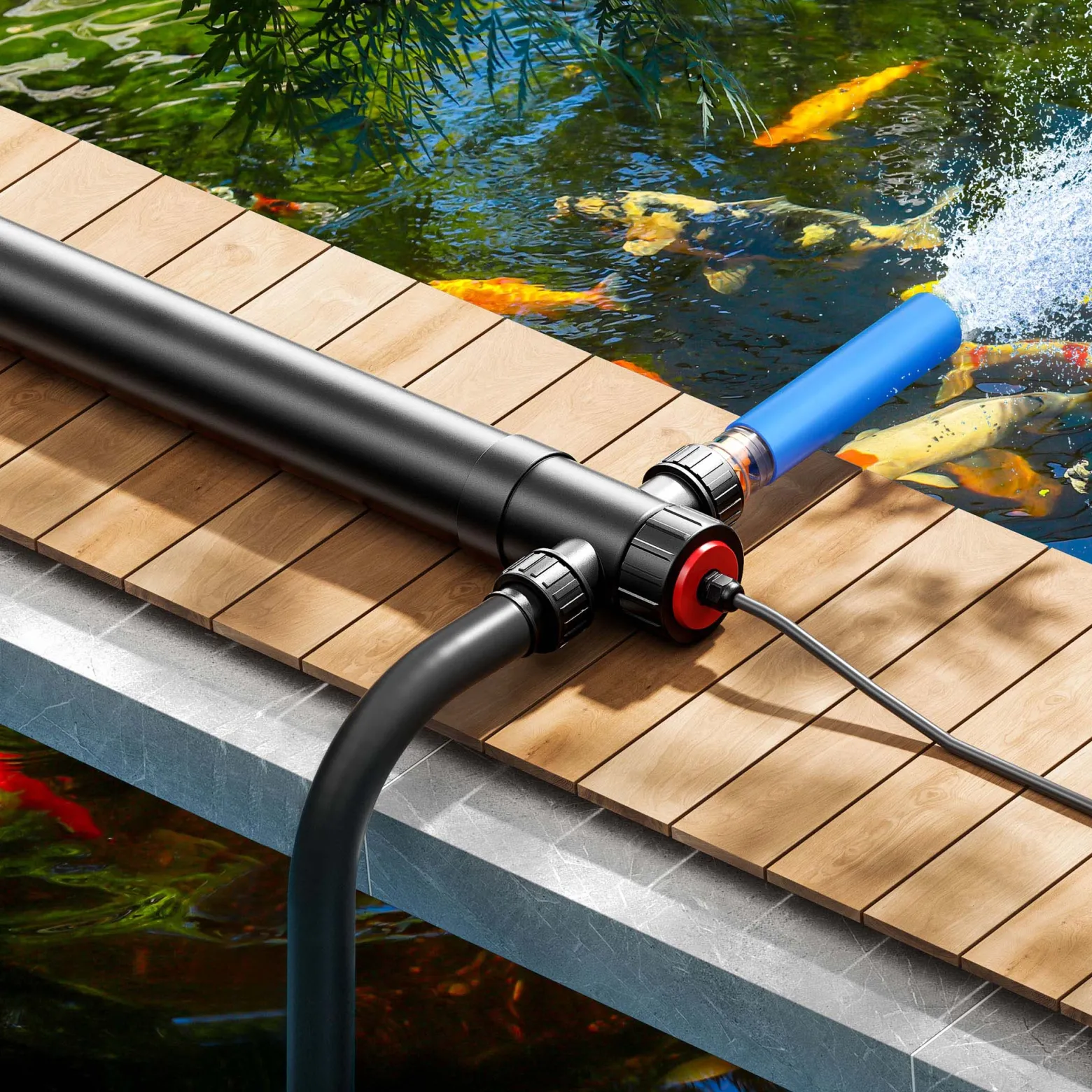 SunSun CUV-172 Teichklärer 6000 l/h / 72 W UVC, Vorklärgerät für Teichfilter & Teichpumpe, Wasserklärer mit UV-Lampe, Lichtfilter zur Algenbekämpfung