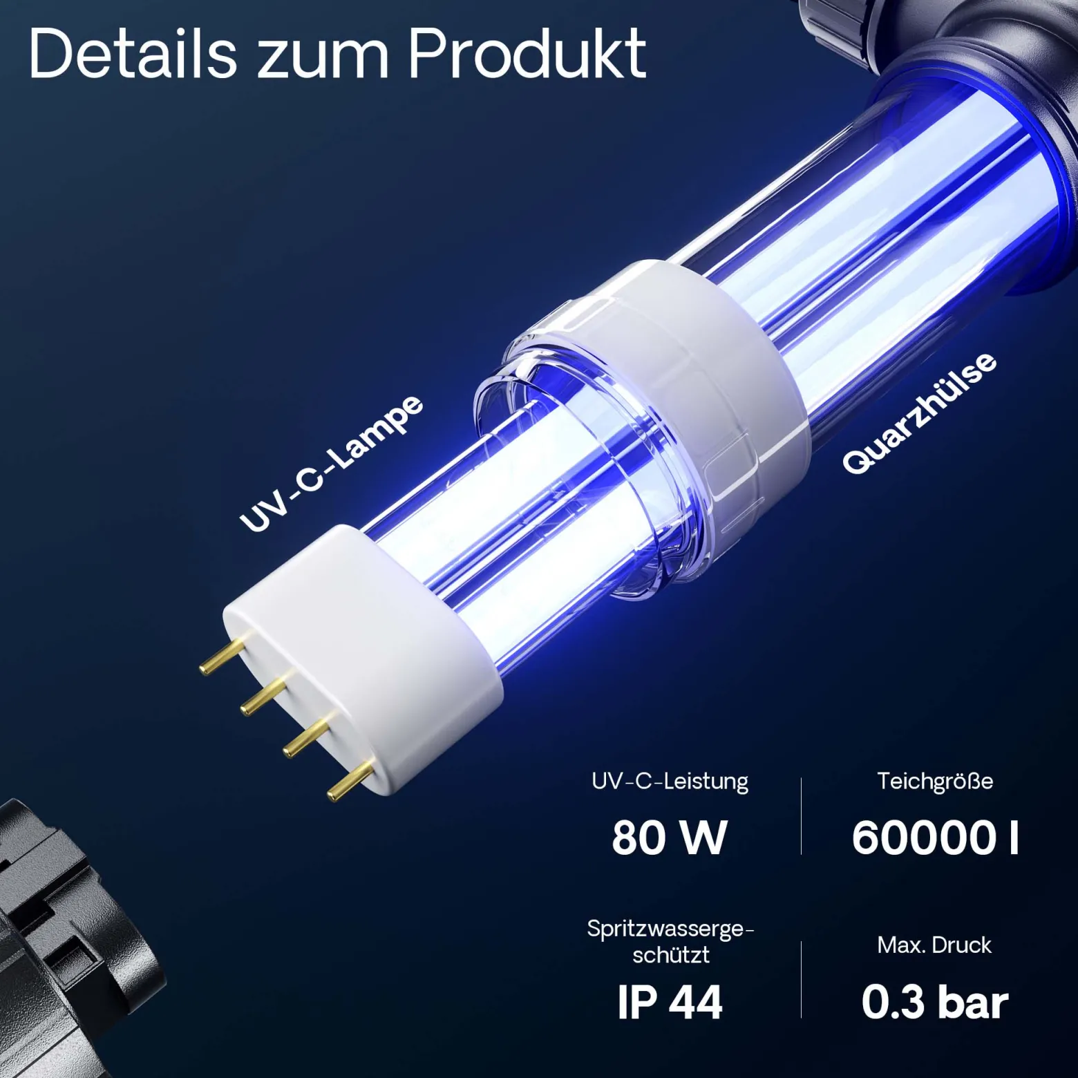 SunSun CUV-172 Teichklärer 6000 l/h / 72 W UVC, Vorklärgerät für Teichfilter & Teichpumpe, Wasserklärer mit UV-Lampe, Lichtfilter zur Algenbekämpfung