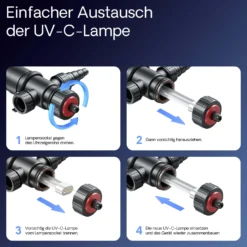 SunSun CUV-136 Teichklärer 4500 l/h / 36 W UVC Vorklärgerät für Teichfilter & Teichpumpe Wasserklärer mit UV-Lampe Lichtfilter zur Algenbekämpfung