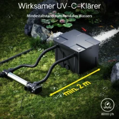 SunSun CUV-755 Teichklärer 8000 l/h / 55 W UVC, Vorklärgerät für Teichfilter & Teichpumpe, Wasserklärer mit UV-Lampe, Lichtfilter zur Algenbekämpfung