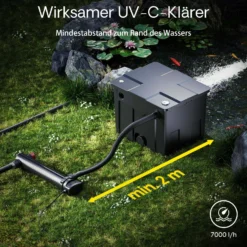 SunSun CUV-336 Teichklärer 7000 l/h / 36 W UVC, Vorklärgerät für Teichfilter & Teichpumpe, Wasserklärer mit UV-Lampe, Lichtfilter zur Algenbekämpfung
