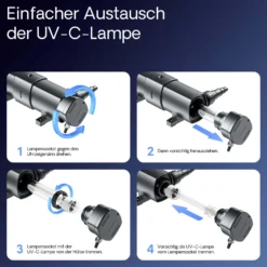 SunSun CUV-218 Teichklärer 2500 l/h / 18 W UVC, Vorklärgerät für Teichfilter & Teichpumpe, Wasserklärer mit UV-Lampe, Lichtfilter zur Algenbekämpfung