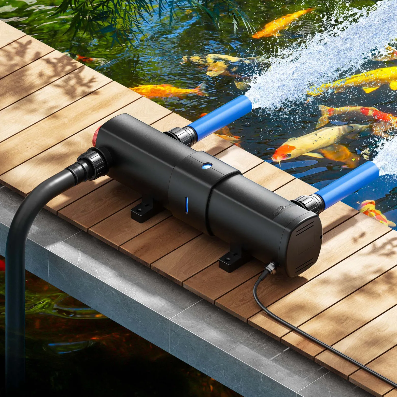SunSun CUV-218 Teichklärer 2500 l/h / 18 W UVC, Vorklärgerät für Teichfilter & Teichpumpe, Wasserklärer mit UV-Lampe, Lichtfilter zur Algenbekämpfung