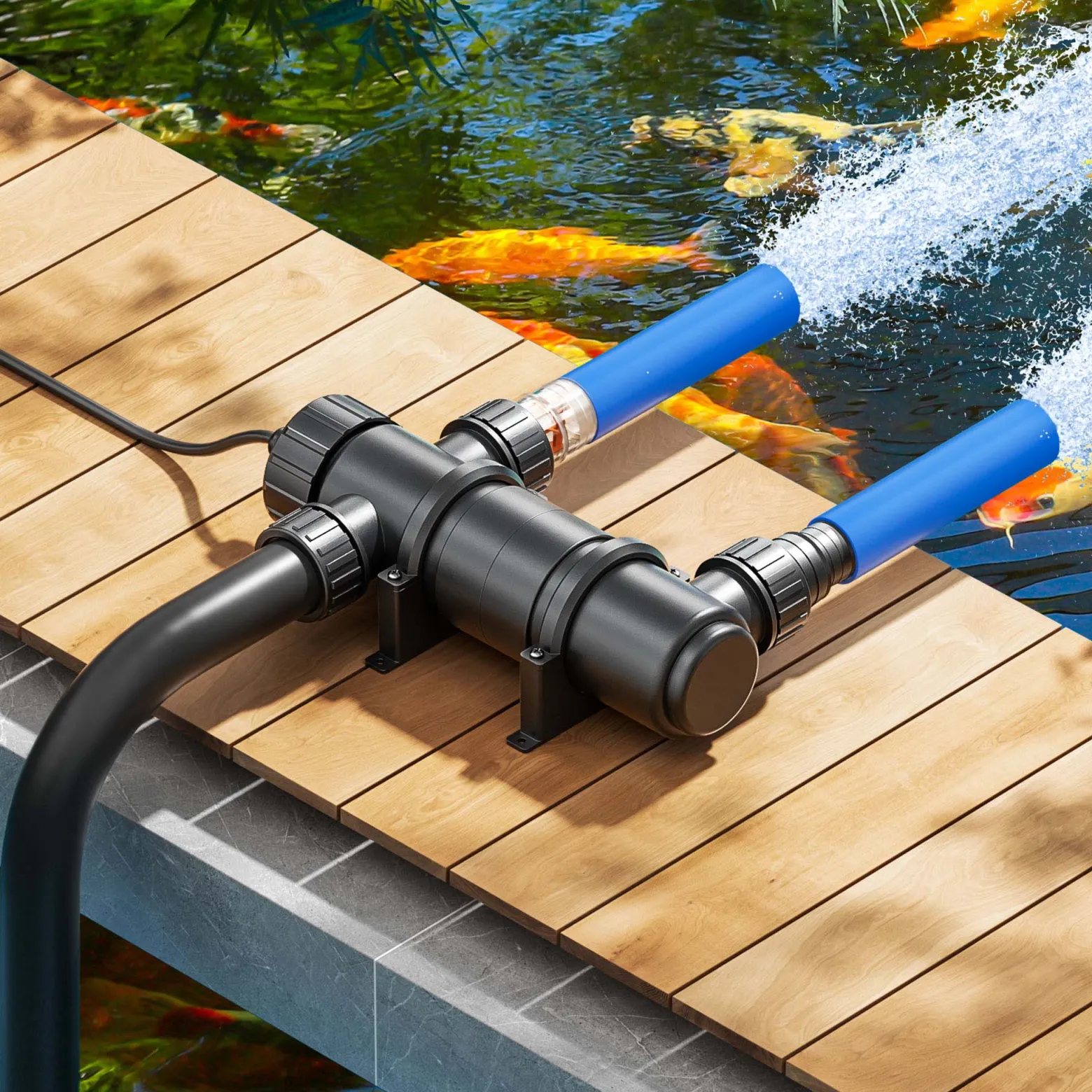 SunSun CUV-111 Teichklärer 1700 l/h / 11 W UVC, Vorklärgerät für Teichfilter & Teichpumpe, Wasserklärer mit UV-Lampe, Lichtfilter zur Algenbekämpfung