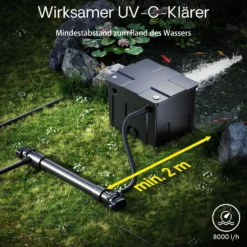 SunSun CUV-672 Teichklärer 8000 l/h / 72 W UVC, Vorklärgerät für Teichfilter & Teichpumpe, Wasserklärer mit UV-Lampe, Lichtfilter zur Algenbekämpfung