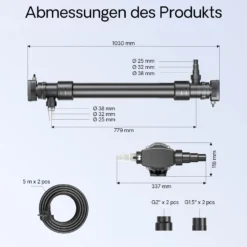 SunSun CUV-672 Teichklärer 8000 l/h / 72 W UVC, Vorklärgerät für Teichfilter & Teichpumpe, Wasserklärer mit UV-Lampe, Lichtfilter zur Algenbekämpfung