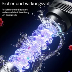 SunSun CUV-318 Teichklärer 3000 l/h / 18 W UVC Vorklärgerät für Teichfilter & Teichpumpe Wasserklärer mit UV-Lampe Lichtfilter zur Algenbekämpfung
