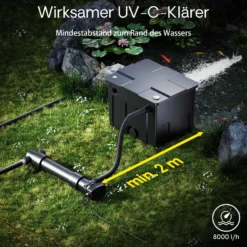 SunSun CUV-655 Teichklärer 8000 l/h / 55 W UVC, Vorklärgerät für Teichfilter & Teichpumpe, Wasserklärer mit UV-Lampe, Lichtfilter zur Algenbekämpfung