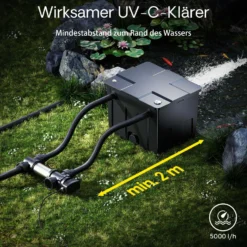 SunSun CUV-724 Teichklärer 5000 l/h / 24 W UVC, Vorklärgerät für Teichfilter & Teichpumpe, Wasserklärer mit UV-Lampe, Lichtfilter zur Algenbekämpfung