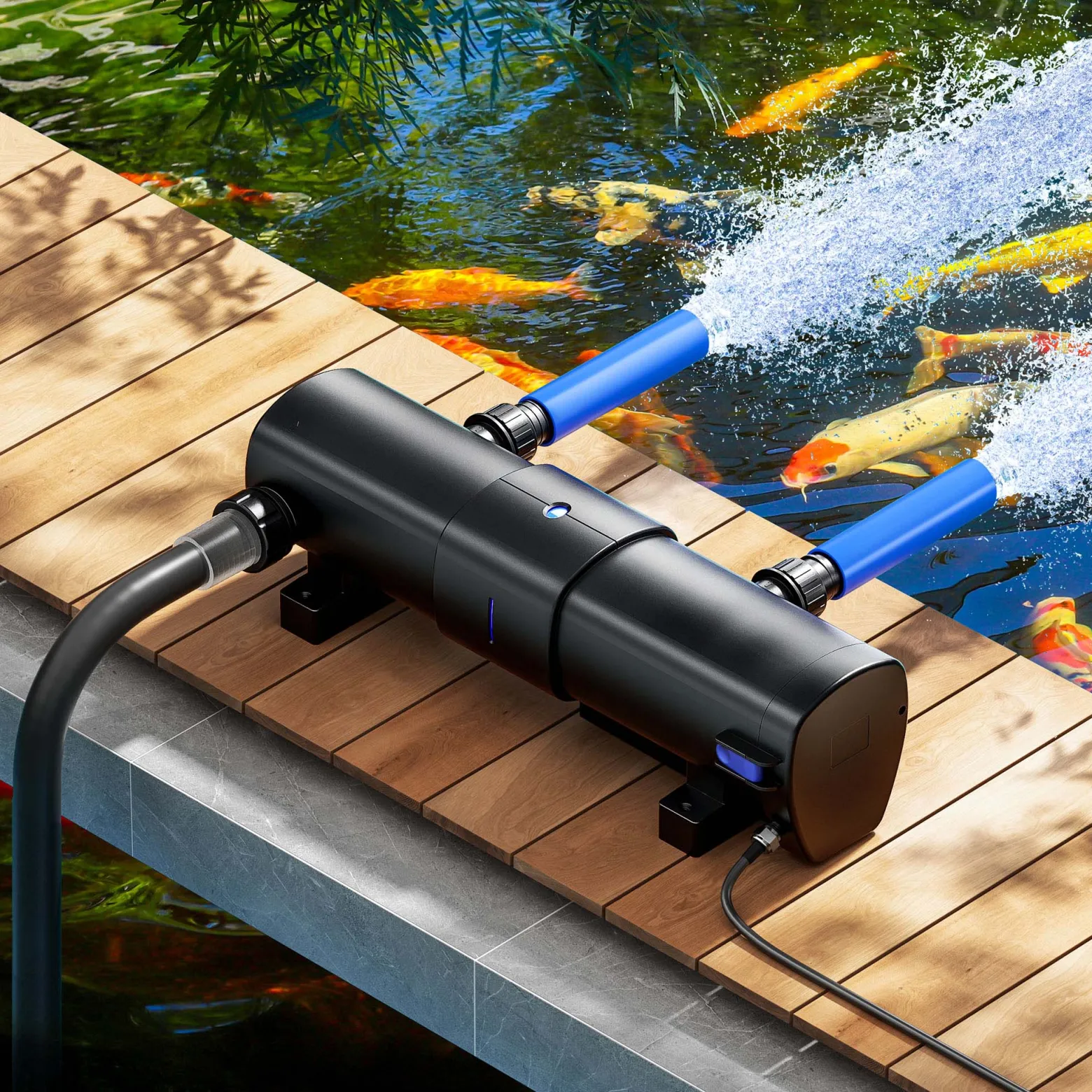 SunSun CUV-2110 Teichklärer 8000 l/h / 110 W UVC für Teichgrößen bis 120.000 Liter, Vorklärgerät für Teichfilter & Teichpumpe, Wasserklärer mit UV-Lampe, Lichtfilter zur Algenbekämpfung