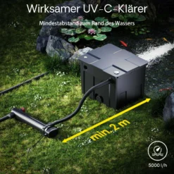 SunSun CUV-324 Teichklärer 5000 l/h / 24 W UVC, Vorklärgerät für Teichfilter & Teichpumpe, Wasserklärer mit UV-Lampe, Lichtfilter zur Algenbekämpfung