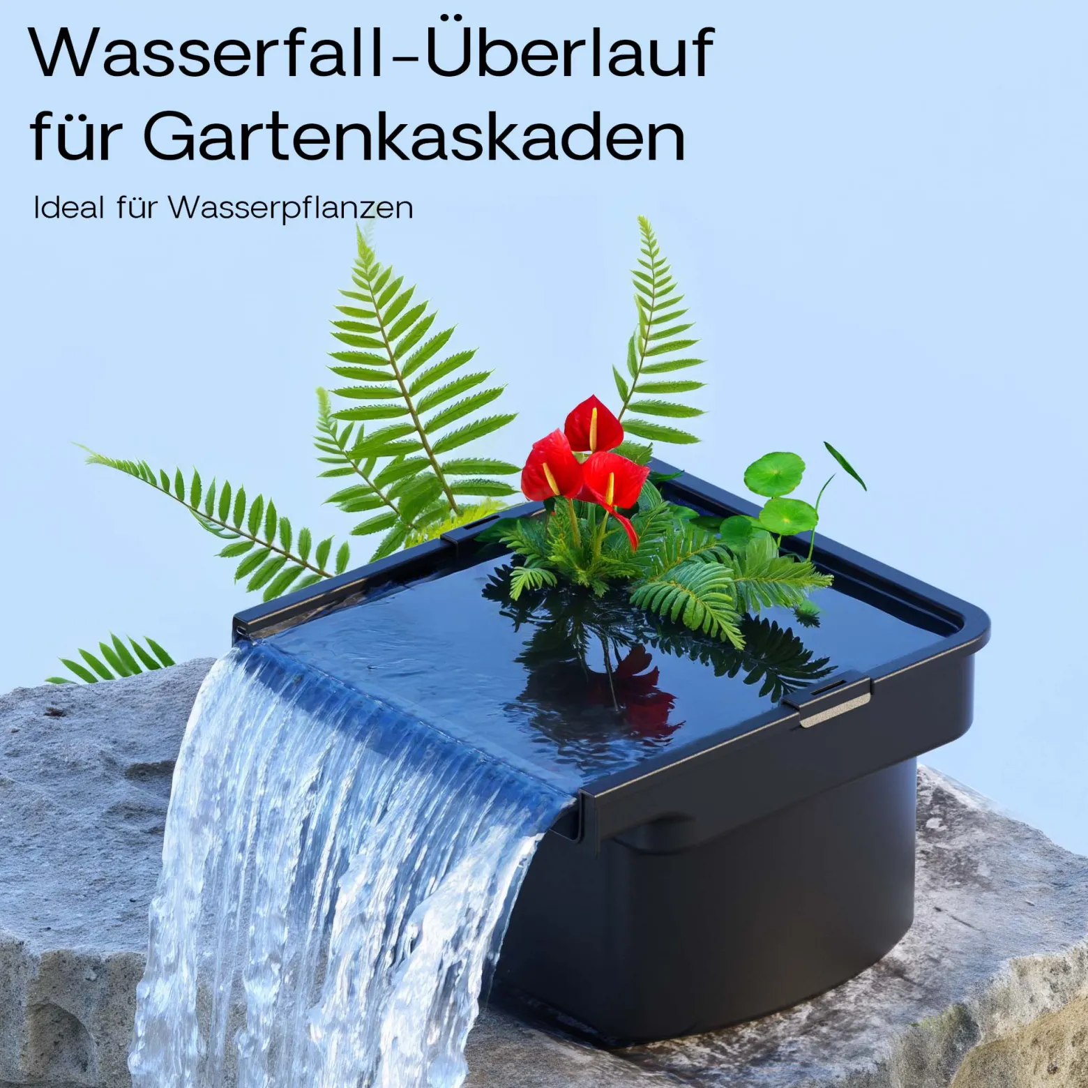 SunSun CWF-400 Wasserfall Filter 14000 l/h mit 400 mm Auslaufbreite, Wasserspiel mit integriertem Filterelement für Gartenteich