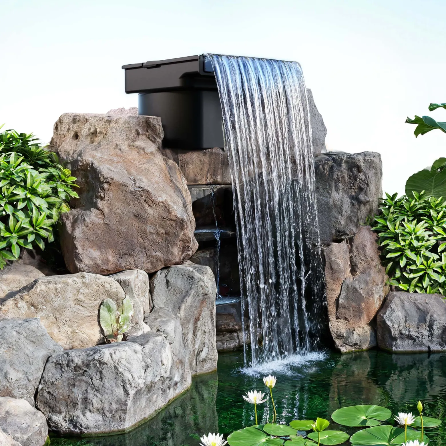 SunSun CWF-400 Wasserfall Filter 14000 l/h mit 400 mm Auslaufbreite, Wasserspiel mit integriertem Filterelement für Gartenteich