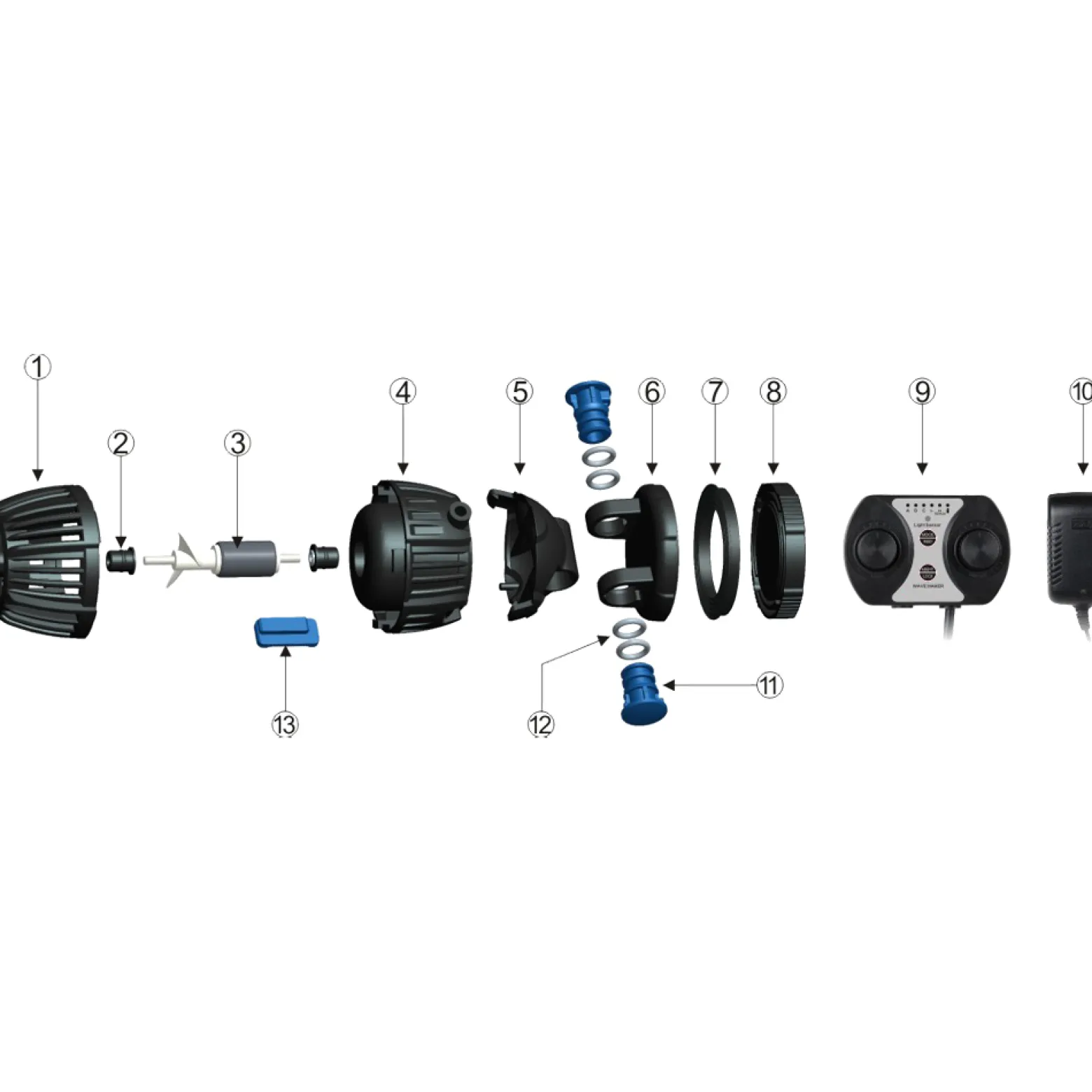 SunSun CW-110 Strömungspumpe 500-4000 l/h 10 W Aquarium Pumpe mit einstellbarer Wellenform, Wellenzyklus und Pumpleistung, mit Tag- und Nachmodus
