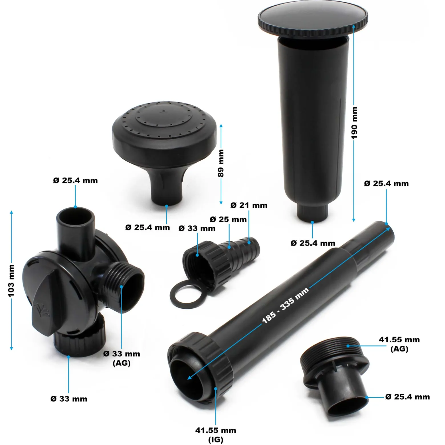 SunSun Ersatzteil für Aquariumpumpe CQB-/CTP-/CHJ-Serie Aufsatz Set 4, Aufsatzset mit Springbrunnendüse für Teichpumpe, effiziente Aquariumpumpe