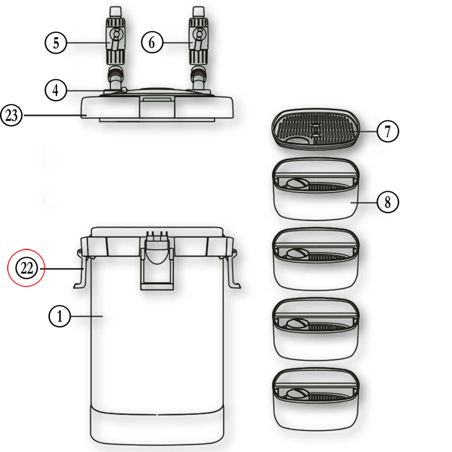 SunSun Ersatzteil für Aquarium Außenfilter HW-505A Deckelclip Verschlussklammern für Aquariumfilter, Aquaristik Zubehör effiziente Filtration