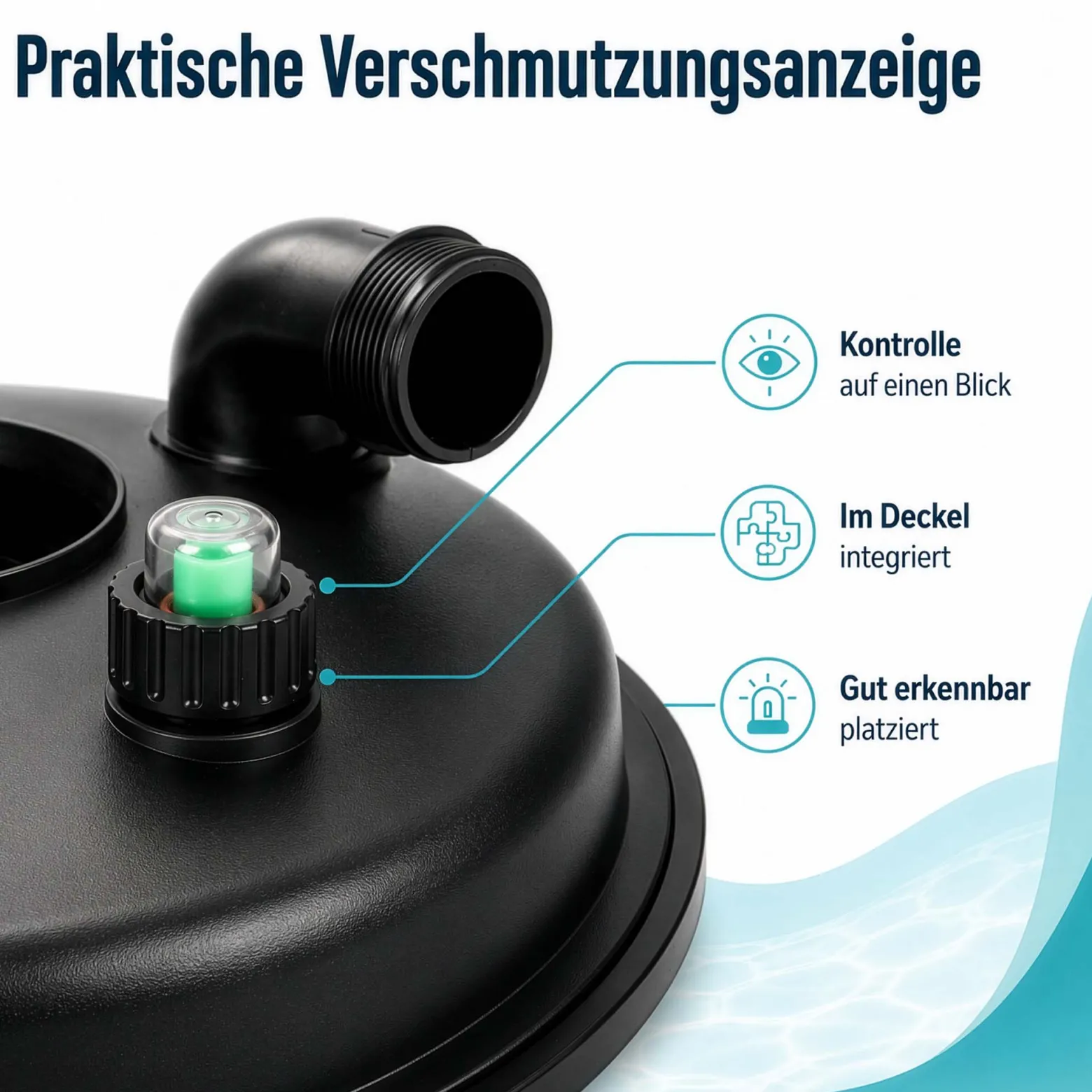 SunSun Ersatzteil für Druckteichfilter CPF-280 Deckel, Teichdruckfilter UVC-Lampe 11 W, 9000 l/h Teichfilteranlage, effiziente Wasserfilterung