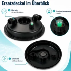 SunSun Ersatzteil für Druckteichfilter CPF-280 Deckel, Teichdruckfilter UVC-Lampe 11 W, 9000 l/h Teichfilteranlage, effiziente Wasserfilterung