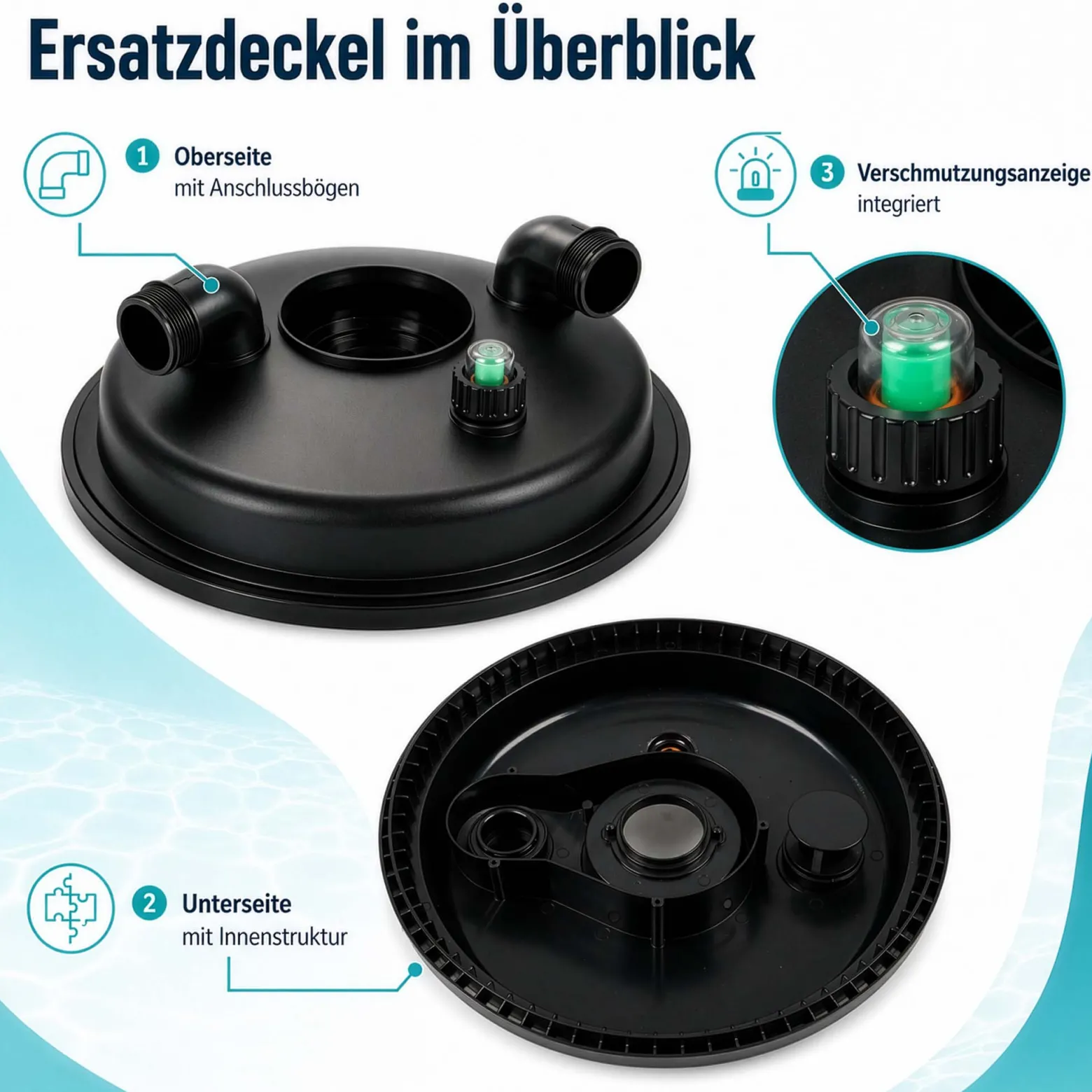 SunSun Ersatzteil für Druckteichfilter CPF-280 Deckel, Teichdruckfilter UVC-Lampe 11 W, 9000 l/h Teichfilteranlage, effiziente Wasserfilterung