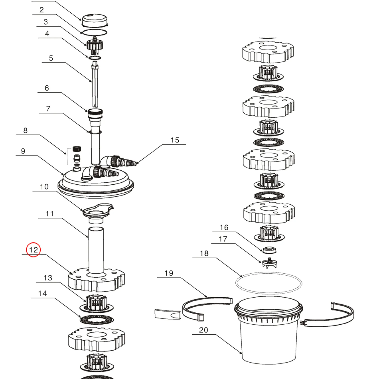 SunSun Ersatzteil für Druckteichfilter CPF-280/380/500 Schwamm gelb, Teichdruckfilter UV-Lampe, 9000 l/h Teichfilteranlage, effiziente Wasserfilterung