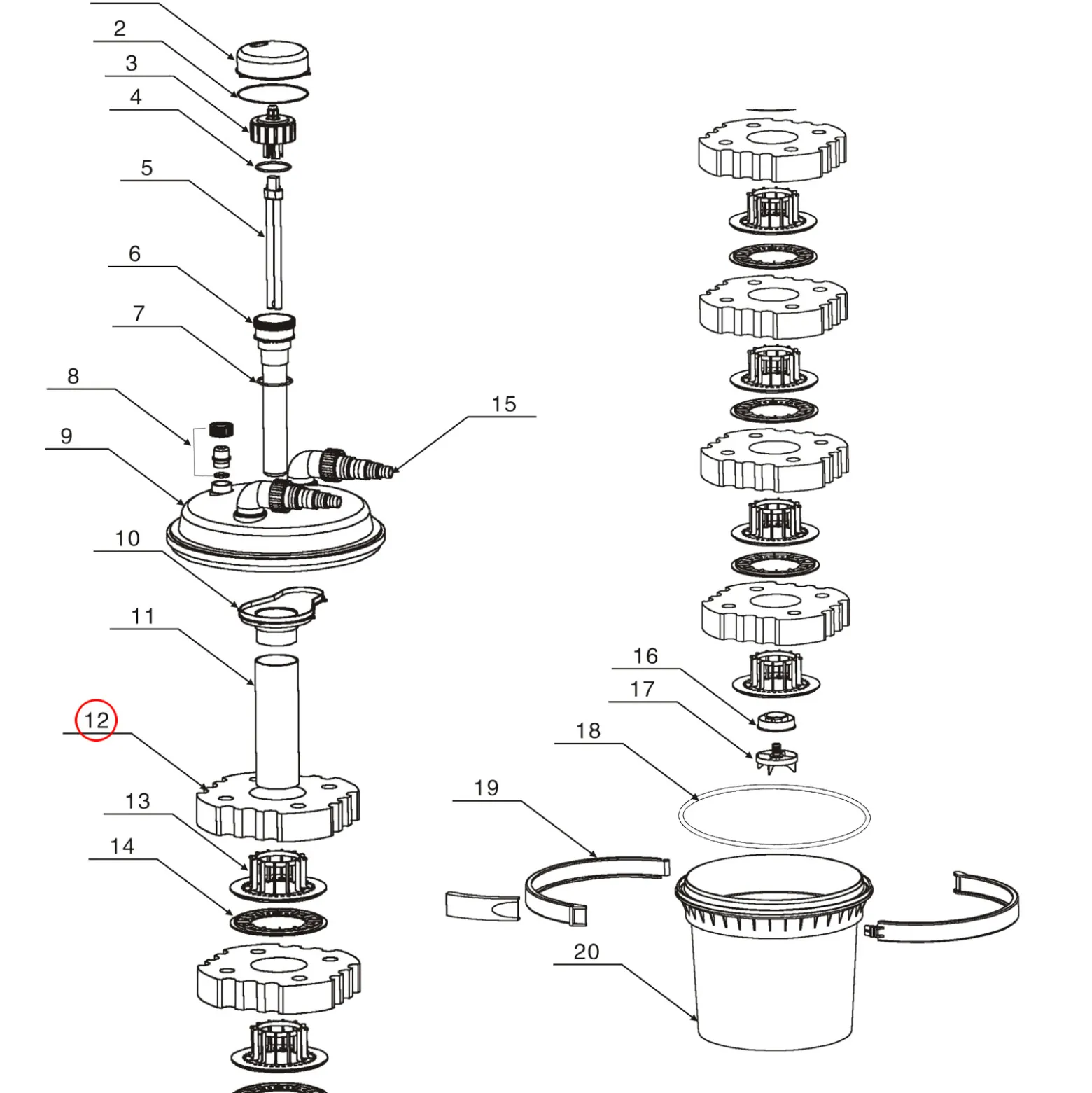 SunSun Ersatzteil für Druckteichfilter CPF-280/380/500 Schwamm blau, Teichdruckfilter UV-Lampe, 9000 l/h Teichfilteranlage, effiziente Wasserfilterung