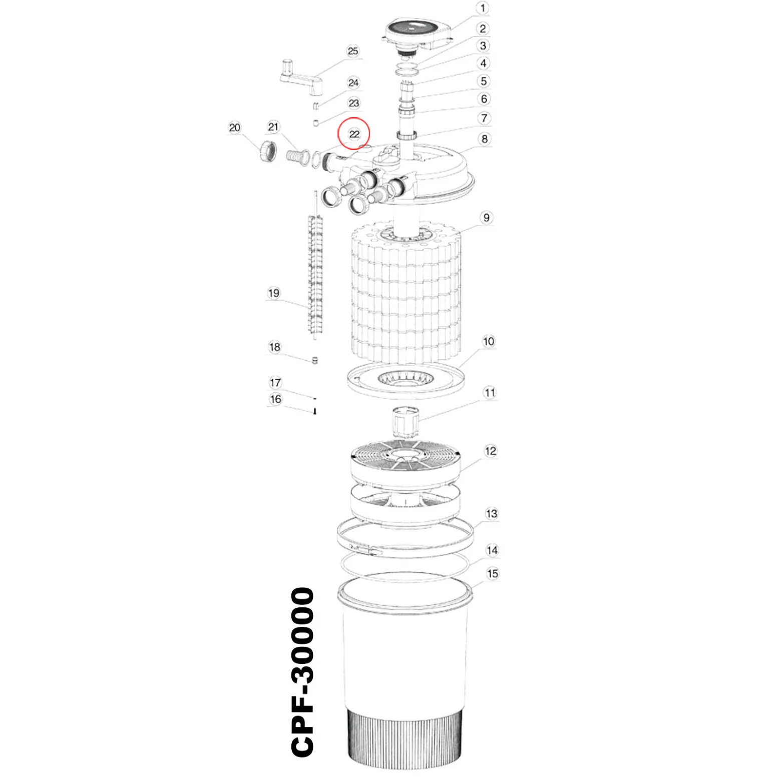 SunSun Ersatzteil für Druckteichfilter CPF-20000/30000/50000 Deckel, Teichdruckfilter UVC-Lampe, effiziente Teichfilteranlage