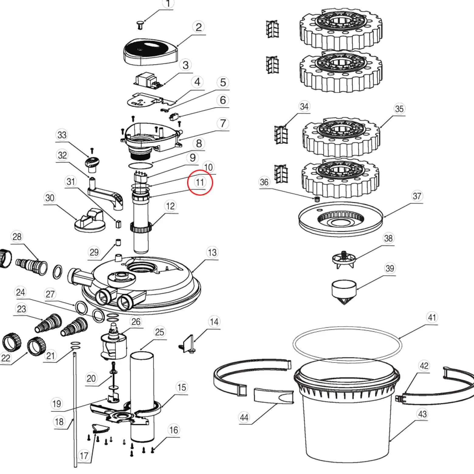 SunSun Ersatzteil für Druckteichfilter CPF-2500 Quarzrohr, Teichdruckfilter mit UVC-Lampe, effiziente Teichfilteranlage 6000 l/h