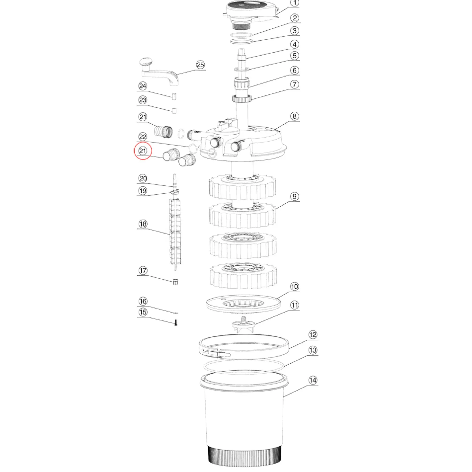 SunSun Ersatzteil für Druckteichfilter CPF-2500 Ein-/Ausgang Ø 20 mm, effiziente Teichfilteranlage 6000 l/h, Teichdruckfilter mit UVC-Lampe