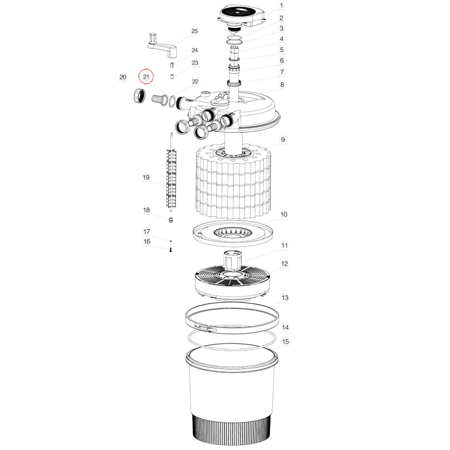 SunSun Ersatzteil für Druckteichfilter CPF-20000/30000 Ein-/Ausgang Ø 32 mm, Teichdruckfilter UVC-Lampe, effiziente Teichfilteranlage
