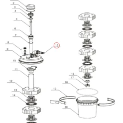 SunSun Ersatzteil für Druckteichfilter CPF-280 Einlass/ Auslass, Teichdruckfilter UVC-Lampe 11 W, 9000 l/h Teichfilteranlage, effiziente Wasserfilterung