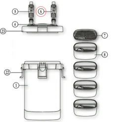 SunSun Ersatzteil für HW-504A 505 Aquarium Außenfilter – Einlass- und Auslassventil – Ø 12 mm – 23,5 mm IG – für Aquarium Aquaristik Zubehör