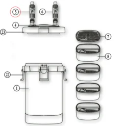 SunSun Ersatzteil für HW-504A 505 Aquarium Außenfilter – Einlass- und Auslassventil – Ø 16 mm – 23,5 mm IG – für Aquarium Aquaristik Zubehör