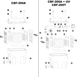 SunSun Ersatzteil Gehäuse für UV Lampe für Bio Teichfilter CBF-200T CBF-200U CBF-200 – Durchlauffilter Teich bis 8000L Teichvolumen – bis 2300l/h – mit Thermometer – Filter Biofilter Koiteich