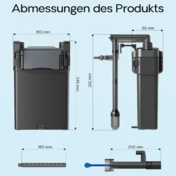 SunSun HBL-802 Hang On Filter Aquarium Anhängefilter 500l/h 6 W für Aquarien bis 100 Liter