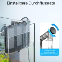 SunSun HBL-303 Hang on Filter Aquarium Anhängefilter 350l/h für Aquarien bis 40l, mit Filtermedien