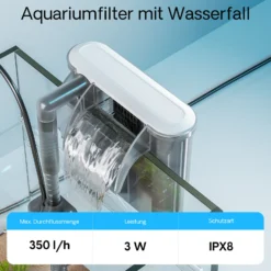 SunSun HBL-302 Hang on Filter Aquarium Anhängefilter 350l/h für Aquarien bis 20l, mit Filtermedien
