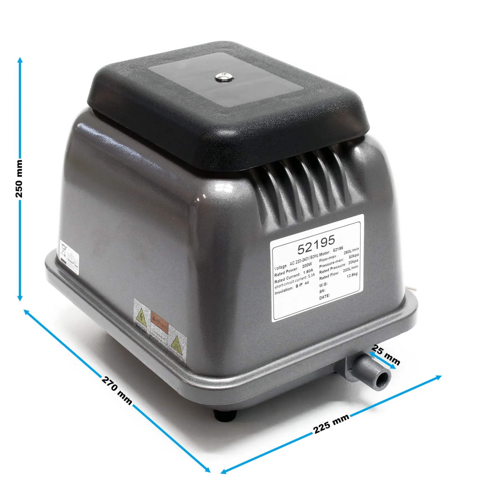SunSun HJB-280 Teichbelüfter 16800l/h 200W Luftpumpe für Aquarium und Teiche für eisfreies Wasser im Winter und Sauerstoffzufuhr im Sommer