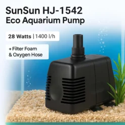 SunSun HJ-1542 ECO Aquarium Pumpe 1400 L/h 28 W kleine Aquariumpumpe mit Filterschwamm und Sauerstoffschlauch für Mini Aquarium